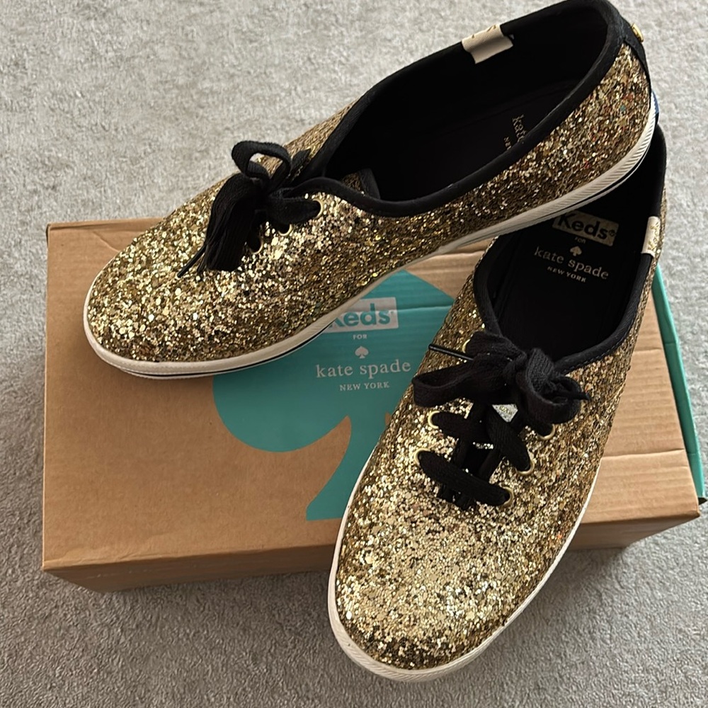 Kate Spade Gold Glitter Sneakers
